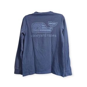 Boys Vineyard Vines Blue American Flag Long Sleeve Graphic Tee Size Small 8-10